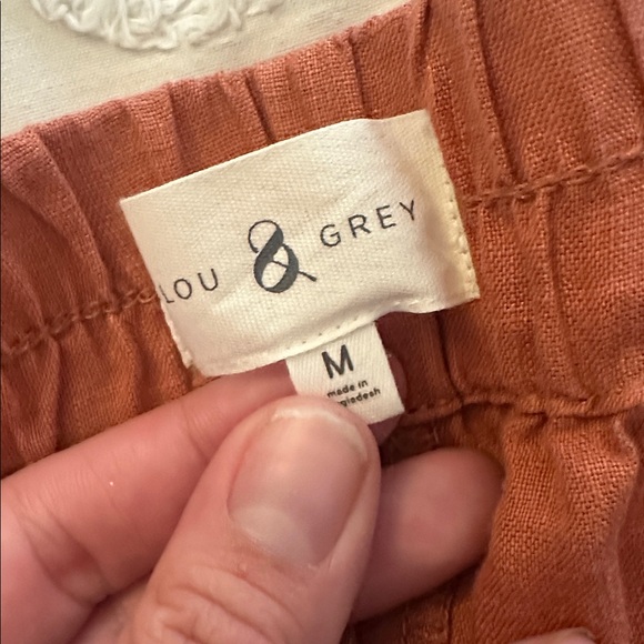 Lou & grey 100% linen elastic waist wide leg terracotta pant medium - Picture 5 of 6